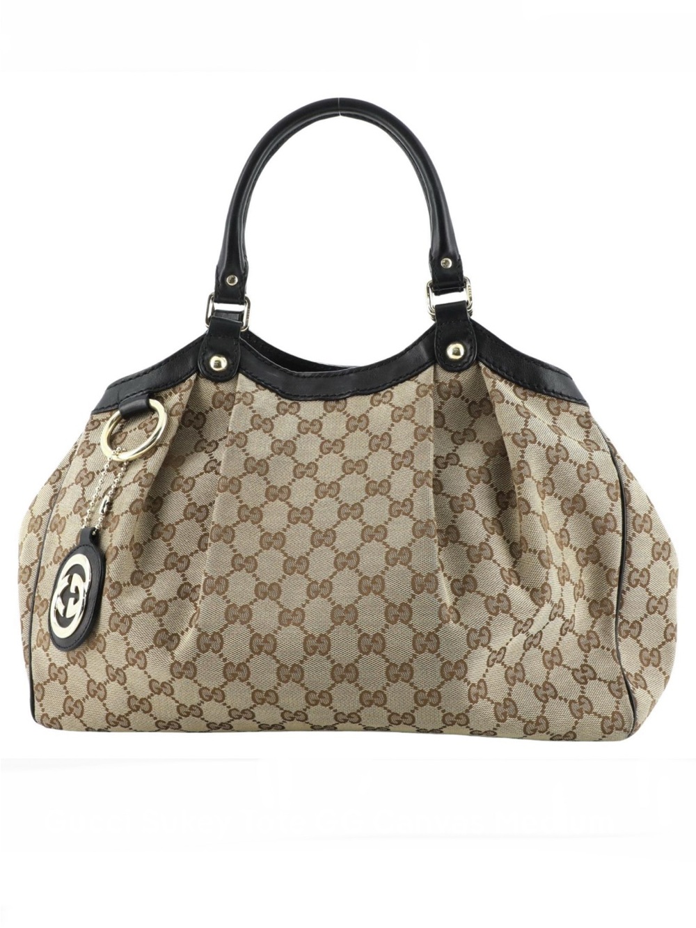 GUCCI GG Sukey Canvas Bag with Brown Leather Handles & Trim GUC GORGEOUS!